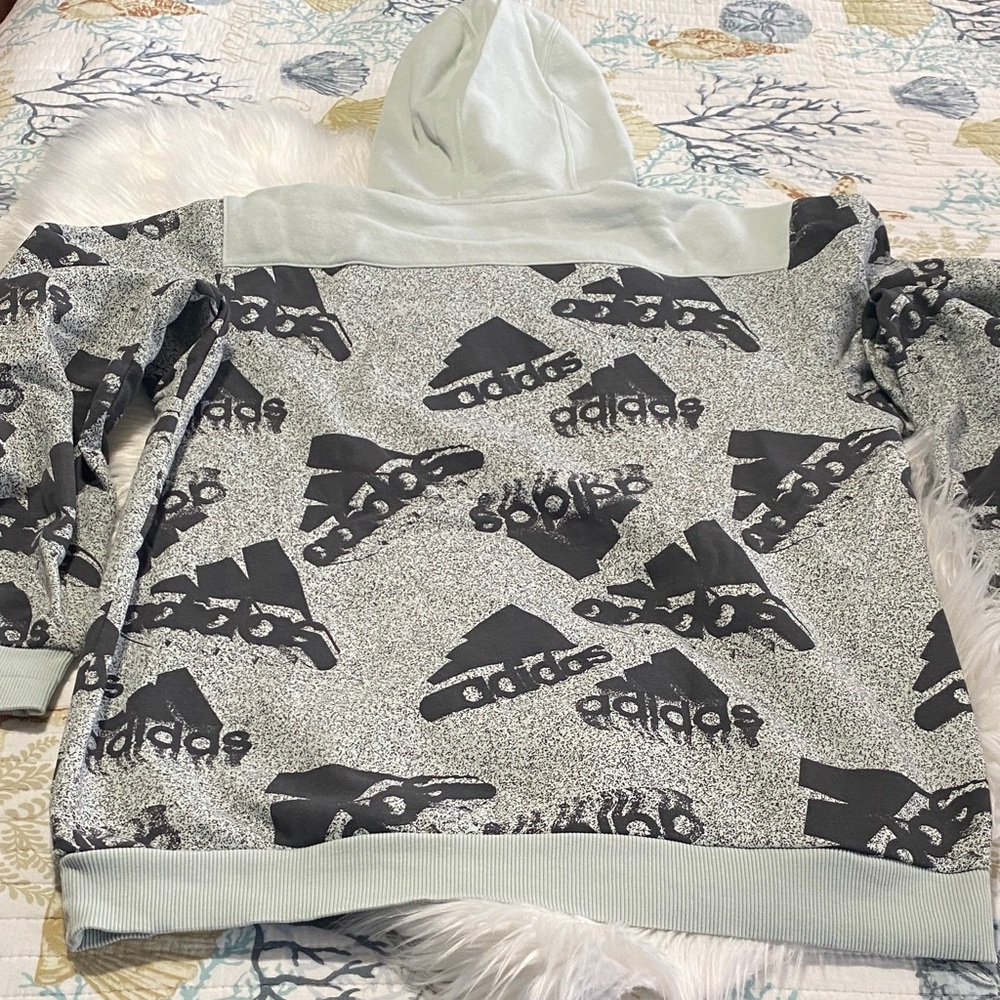 Adidas Gray Patterned Hoodie - Picture 8 of 8